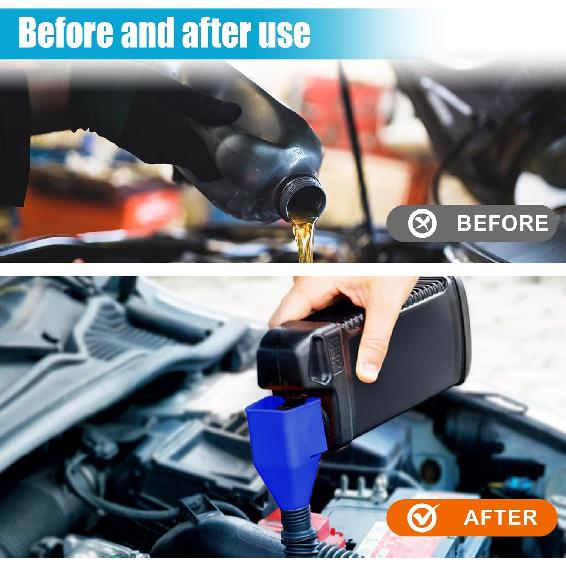 Flexible Car Fuel Funnel, Retractable Plastic Automotive Oil Exchange Funnels, Foldable Clasp Gasoline Funnels, Universal Draining Tool For Cars And