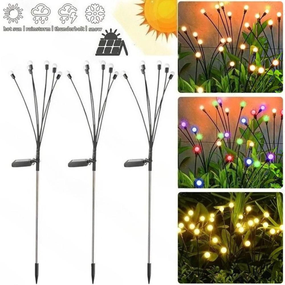 Solar Firefly Lights with 6/8/10 LEDs Starlight Swaying Garden Landscape Ambiance Lights for Patio Trail Outdoor Decor