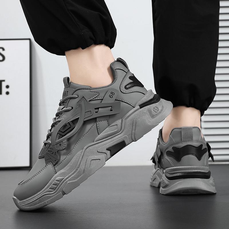 Men's Mesh Thick Soled Casual Sports Shoes Four Season Student Height Increasing Walking Shoes Soft Soled Outdoor Running Shoes