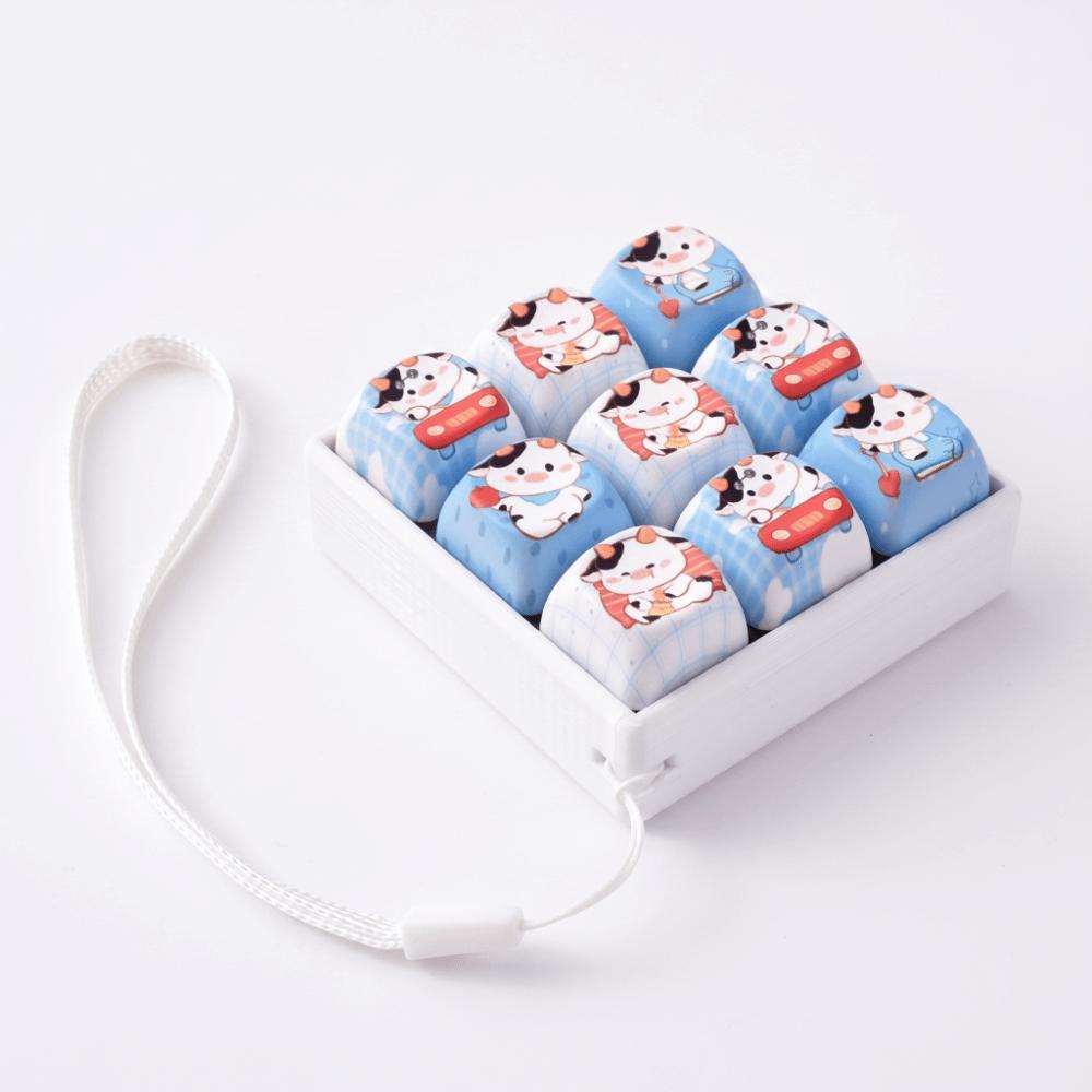 9-Key Keycap Fidget Keychain Creative Keyboard Clicker Toy Keyring Christmas Gift