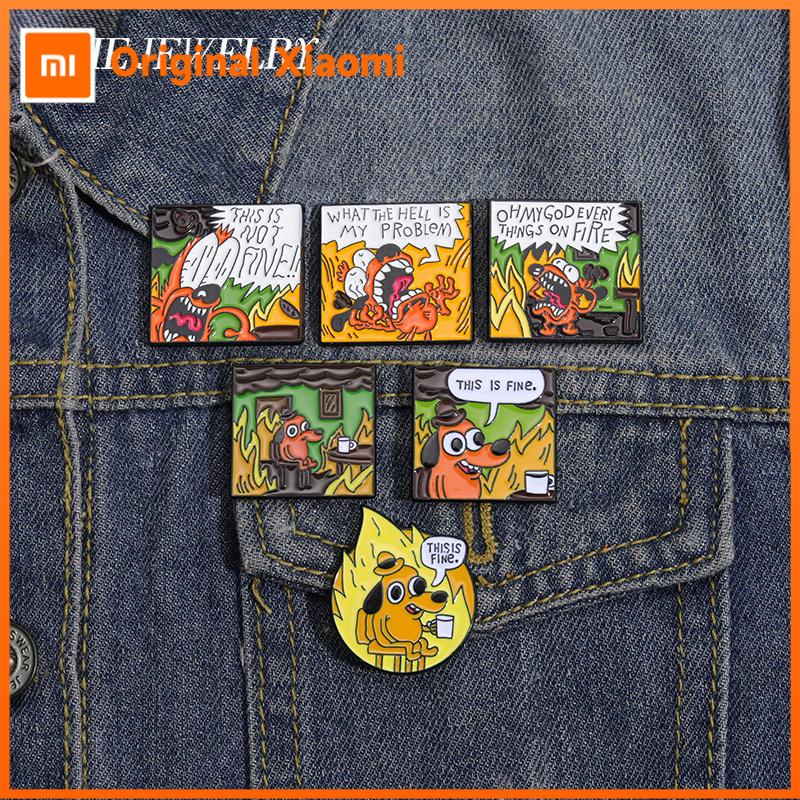 Xiaomi Fire Dog Enamel Pins Animal Badges Brooches Jewelry Custom Lapel Clothes Backpack Accessories Gifts for Kids Friends