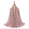 High Quality Pearls Chiffon Scarf Muslim Women Sequins Hijab Headwrap Arab Plain Turban Shawls Hair Accessories 175*70cm