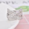 Huitan Trendy Cross Rings Full Bling Iced Out Cubic Zirconia Gorgeous Wedding Band Accessories for Women Party Statement Jewelry
