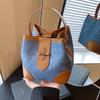 Large-capacity Contrasting Color Bucket Small Bag Women's 2025 New Fashion Hand-held Versatile Messenger Bag, Premium Texture Shoulder Bag