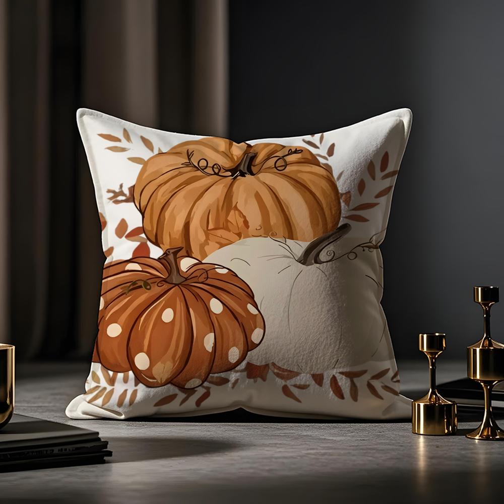 Halloween Prints Cushion Cover Anti-dustmite Pillowcase Invisible Zipper Silky Short Plush Sofa Cushion Cover