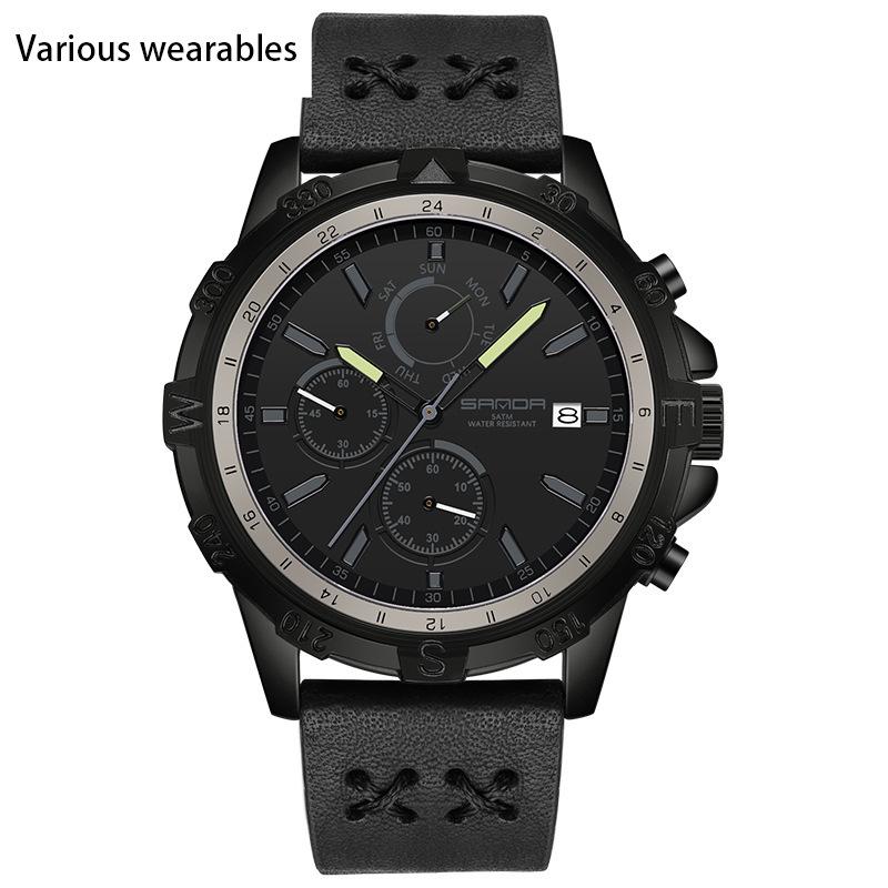 New Electronic Quartz Men's Watch Outdoor Mountaineering Sports Braided Calendar Men's Watch Three Eyes and Six Needles Watch