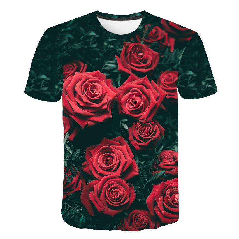 Unisex Plant, Flower & Leaf Print T-Shirt - Crew Neck, Short Sleeve & Breathable