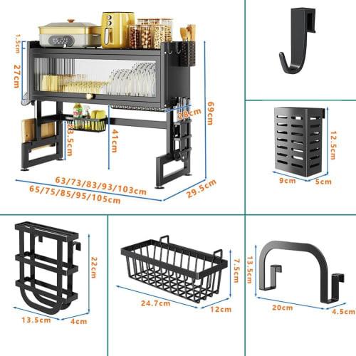 PFLife Spülbecken-Abtropfgestell, Große Kapazität, Spülbecken-Abtropfgestell, Küchenabtropfgestell, Rutschfest, Platzsparend (Weiß - 69cm Hoch, 95cm Breit)