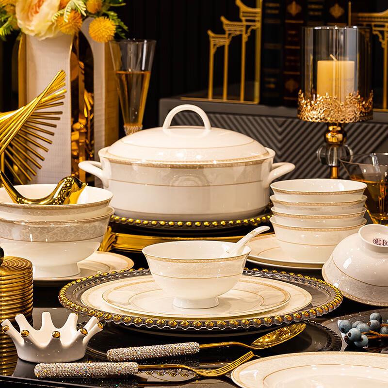 Assiette creuse en céramique de luxe léger de Jingdezhen