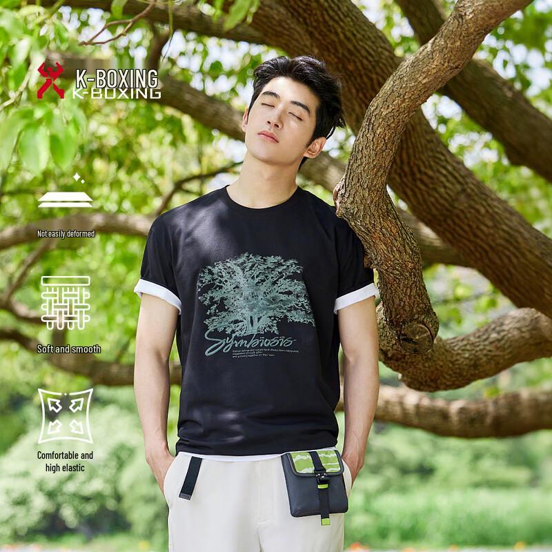 K-Boxing Men s Spring/Summer Cotton Blend Short Sleeve T-Shirt CTCR2703 3XL чёрный