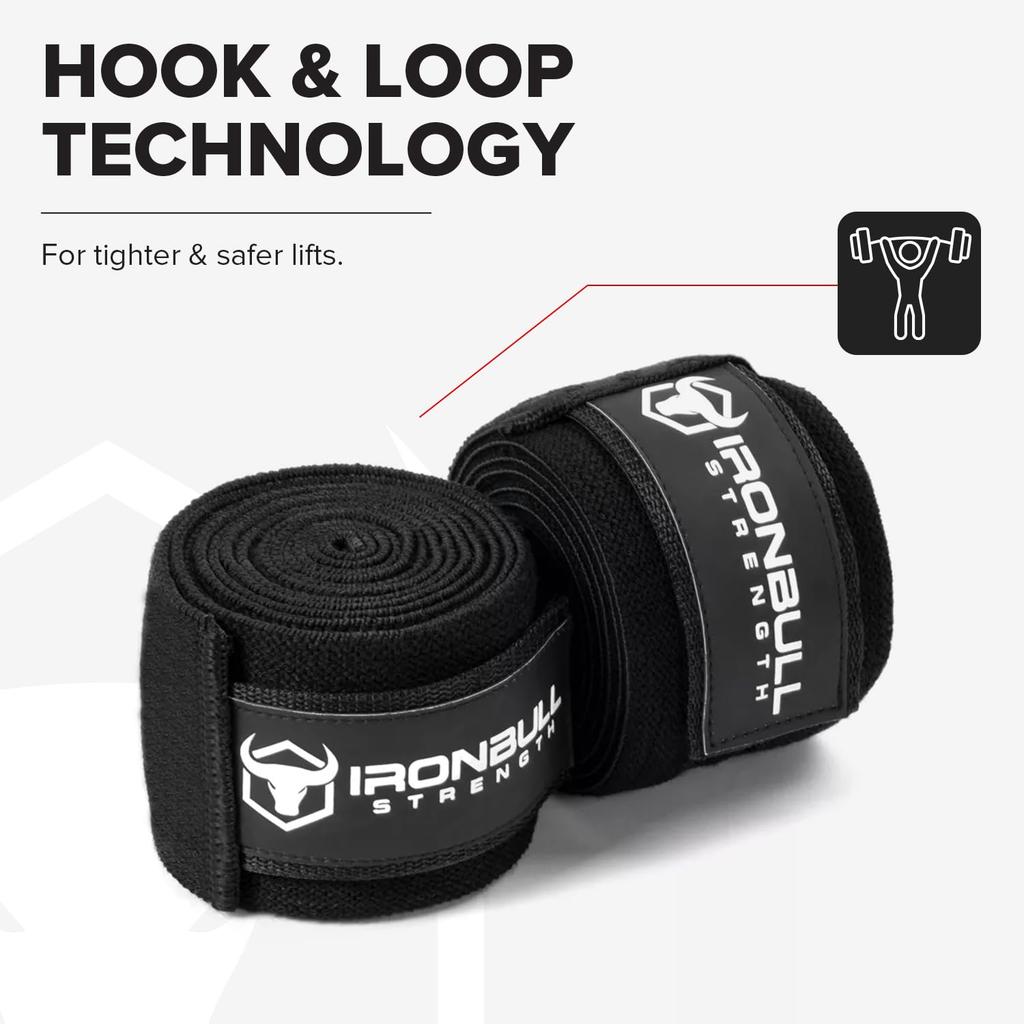 Owijki na kolana Iron Bull Strength Elastyczne wsparcie kolana i łokcia Kompresja do treningów na siłowni Paski na kolana do przysiadów (Para) - 80" & - Podnoszenie ciężarów,