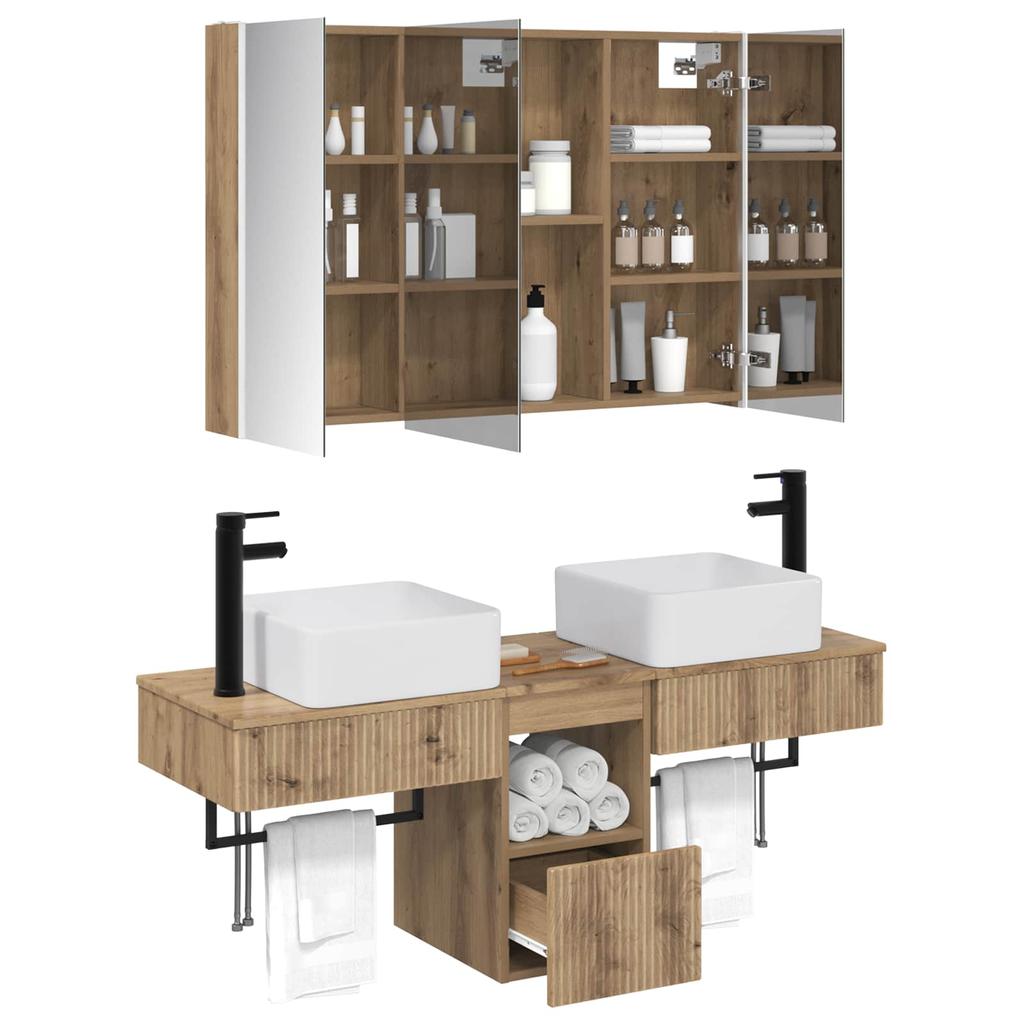 Bathroom Cabinet Set 4 pcs Artisan Oak 103.5 x 15.5 x 70 cm
