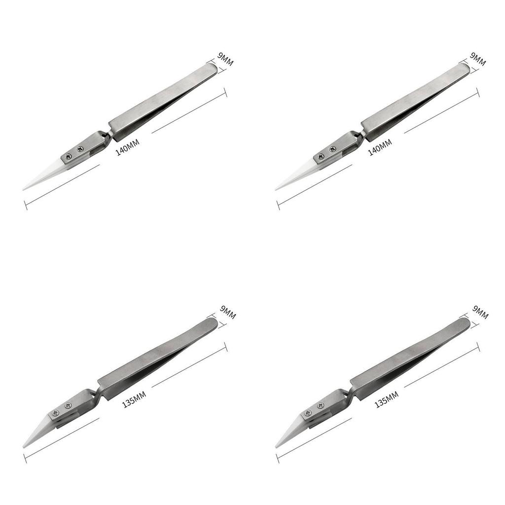 Stainless Steel Contrast Ceramic Tweezers With Sharp Curved Tips For Precision Laboratory Handling