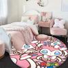 Kawaii Sylveon Theme Round Area Rug Pink Fairy Pattern Circular Rug Kids Girls Bedroom Gamer Room Decor