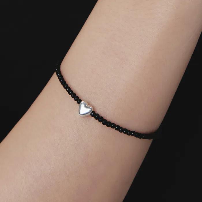 (925 Silver) Midnight Heart Silver Bracelet