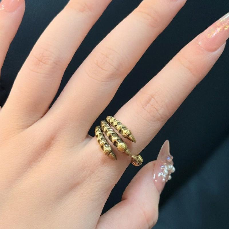 Adjustable Open Ring Men Women Vintage Dragon Claw Design Copper Band With Black Electroplated Finish Retro Style