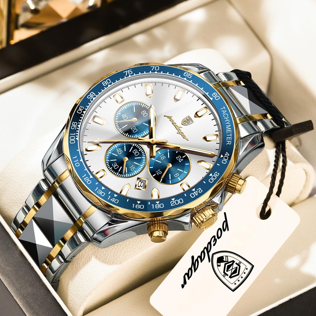 POEDAGAR Sport Men Watch Waterproof Luminous Chronograph Date Quartz Military Man Wristwatch Stainless Steel Men's Watches Reloj