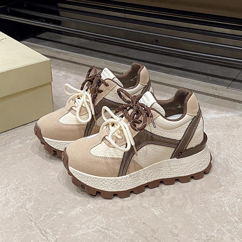 2025 autumn new German training shoes waterproof table fashion casual shoes autumn ins women's shoes round head height Forrest Gump shoes women