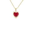 Titanium Steel Necklace Light Luxury Design High-Grade Red Zircon Peach Heart Simple And Versatile Model