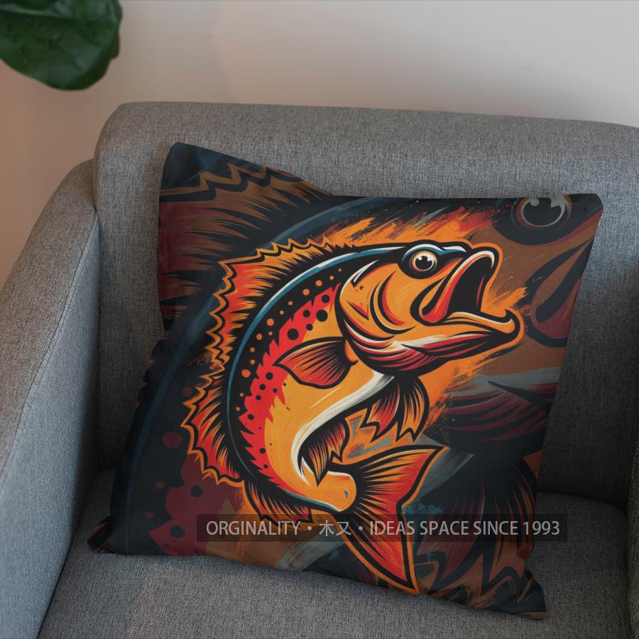 2D Colorful Fish Pattern Throw Pillow Cover Pattern Cushion Cover Suitable For Sofa Bedroom Car Pillow Cover