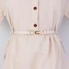 Women's Leather Decorative Buckle Pull-Through Waistband Belt for Skirts and Suits - Punch-Free Design.
