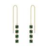 S925 Silver Emerald Square Tassel Earrings - Elegant All-Match Design for Women