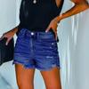 Women Summer Denim Shorts High Waist Ripped Hole Stretch Jean Short Pants