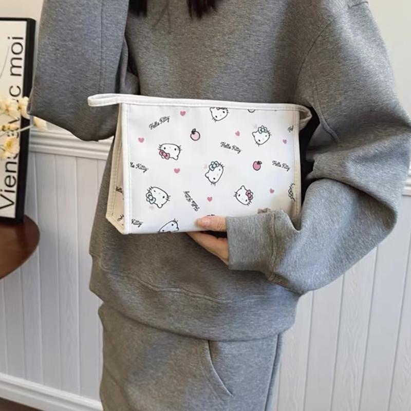 New Sanrio Hello Kitty Polyester Makeup Bag, Clutch Regular Women's White 161-1701