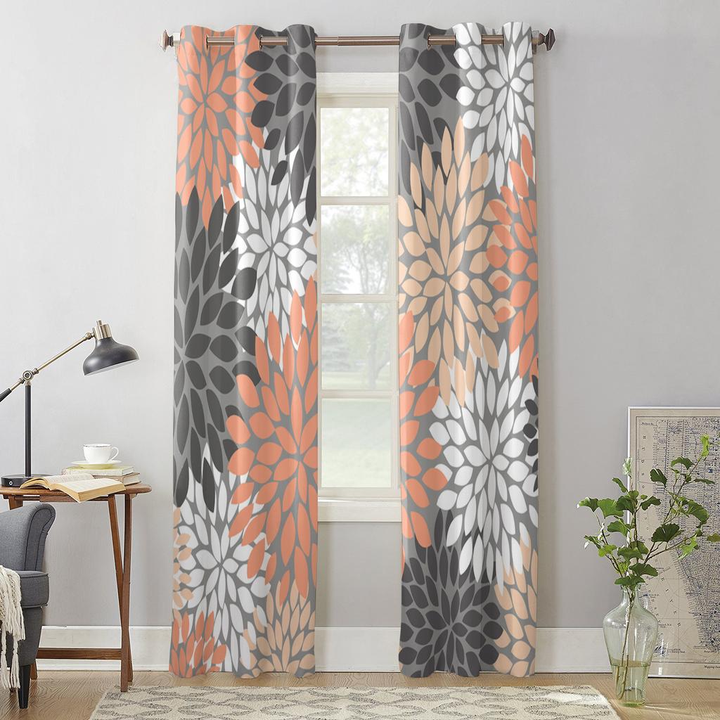 Dahlia Vintage Color Flowers Curtains for Living Room Kitchen Window Curtain Luxury Curtains for Bedroom Kids