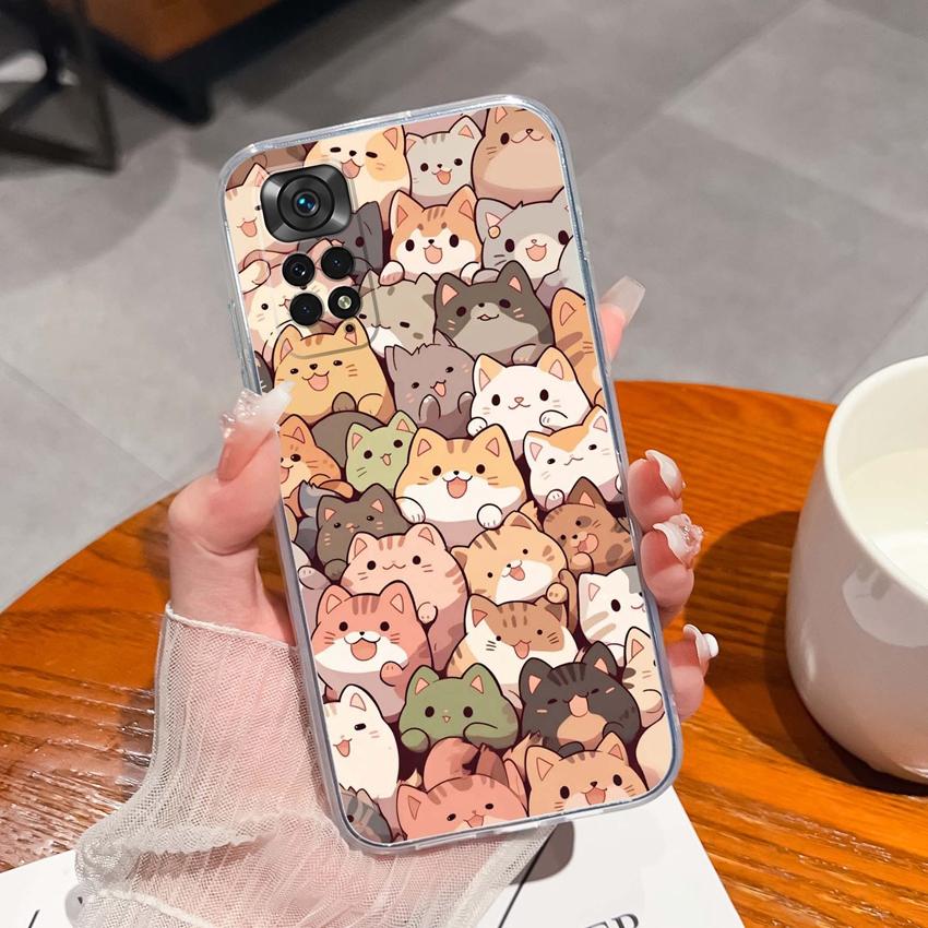 Para Redmi Note 11 11S 11T 12 12S Pro Plus Turbo Capa de Telefone Padrão de Laço Rosa Bonito Silicone Transparente de Alta Qualidade Capa Antiderrapante Para Carcaça Redmi