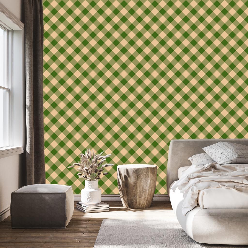 Christmas Autumn Plaid Wallpaper Yellow and Gold 50x1000