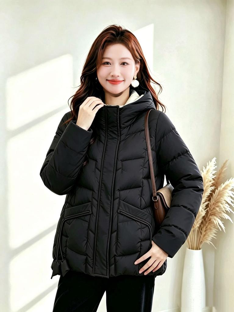 Mom Cotton-padded Clothes Women's Short New Fashion Down Cotton-padded Clothes Foreign Style Middle-aged and Elderly Cotton-padded Clothes Warm Cotton