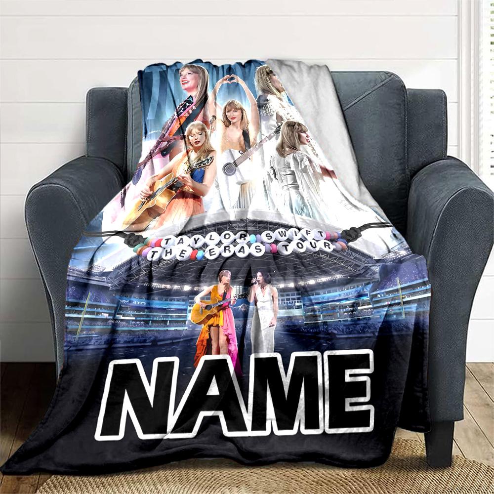 Customizable Singer Taylor Throw Blanket – Personalized Name, All-Season Cozy Snug Blanket, Machine Washable, Personalized Blanket