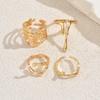 Wind jewelry geometric irregular lava design open ring set versatile high sense ring women
