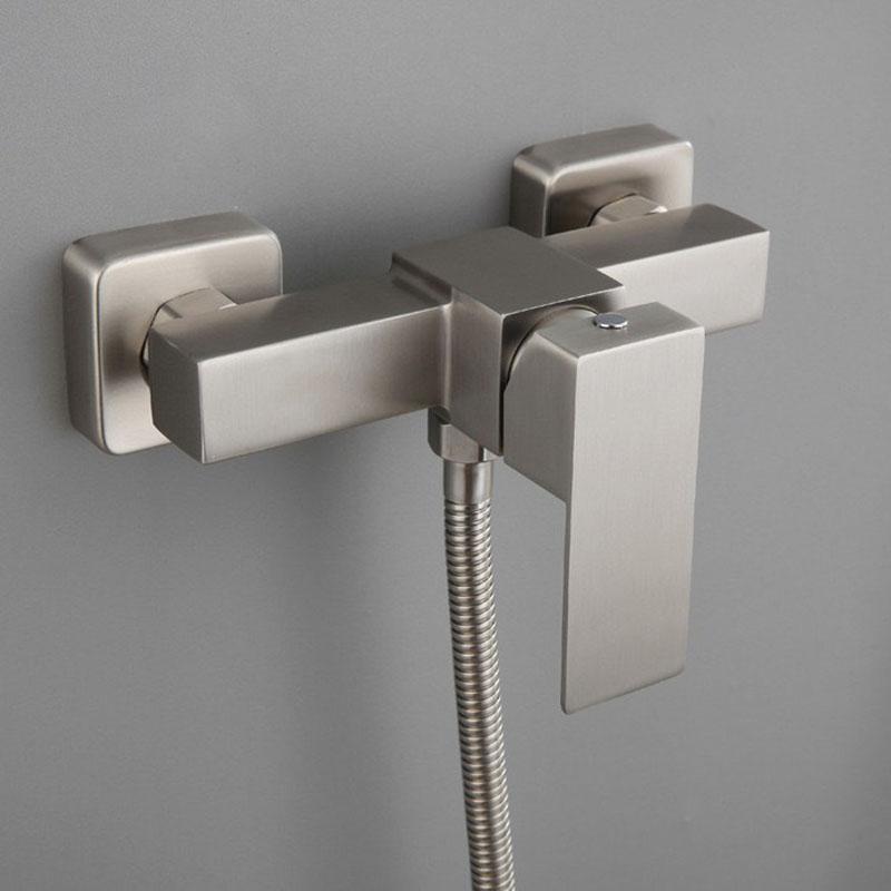 304 Stainless Steel Shower Set Nickel Hot And Cold Mixer Water Shower Faucet Bathroom Square Bathtub Faucet Shower Faucets Set