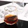 2pcs Set 11OZ Creative Stylish Rolling Golden Edged Glasses Transparent Hexagonal Glass for Home Bar Club Restaurant Water Cups