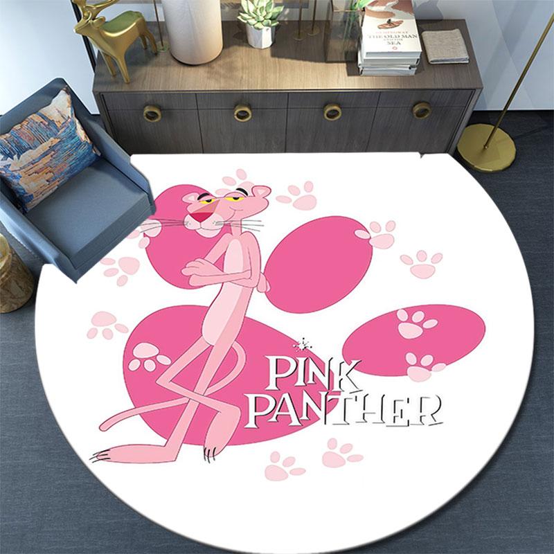 Pink Panther Pattern Round rug,Carpet Rug for Living Room Bedroom Playroom ,Non-slip Floor Mat,Holiday Gifts and Birthday Gifts.