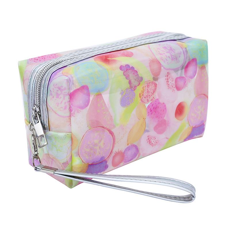 Storage Organizer Pvc Transparent Wash Bags Fruit Printed Cosmetic Pouch Large Travel Cosmetics Storage Makeup Accessory