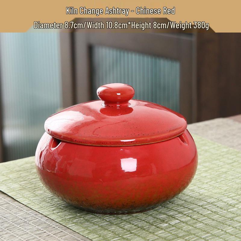 Creative European-Style Ceramic Ashtray with Dustproof Lid