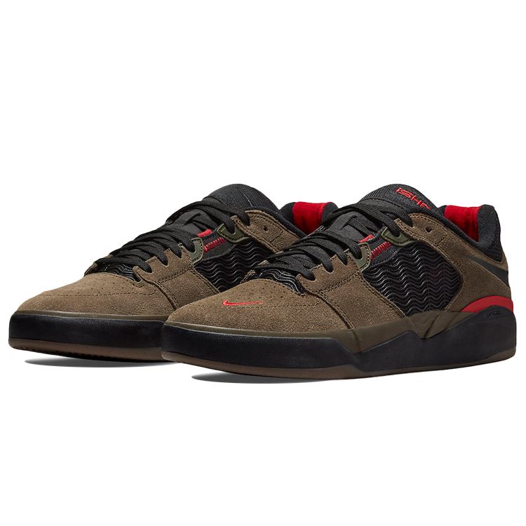 Nike Ishod Wair SB Light Olive Unisex Sneakers Brown Varsity-Red Black DC7232-300