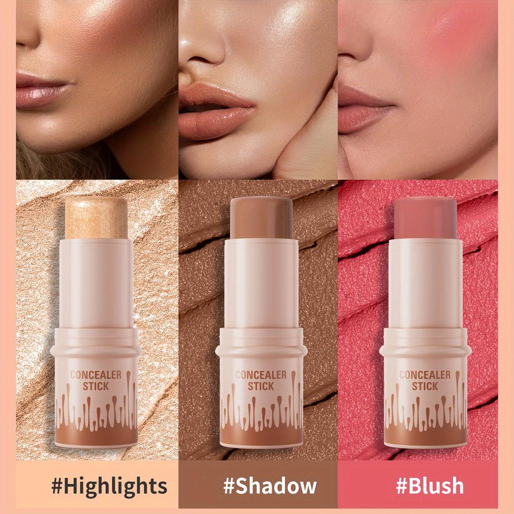 Multifunctional Contour Stick Blush, Highlighter Concealer for Natural Look