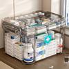 Waterproof Double-Layer Medicine Organizer - Transparent, Multi-Compartment Storage Box for Home & Bedroom First Aid Supplies