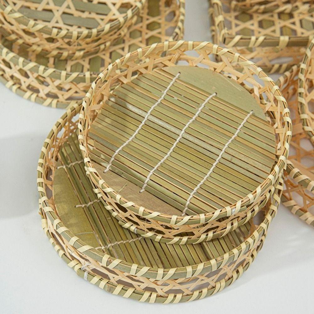 Desktop Ornament Bamboo Fruit Basket Bread Fruit Miniature Storage Baskets Creative Pastry Plate