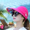 1pc Women'S Adjustable Sun Hat with Floral Embroidery - Protection, Lightweight & Breathable, Ideal for Beach, Casual Style, Beach Accessories