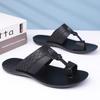 Men Black Leather Slippers Simple Flats Summer White Flip Flops Outdoor Sandals Open Toe Beach Shoes Plus Size