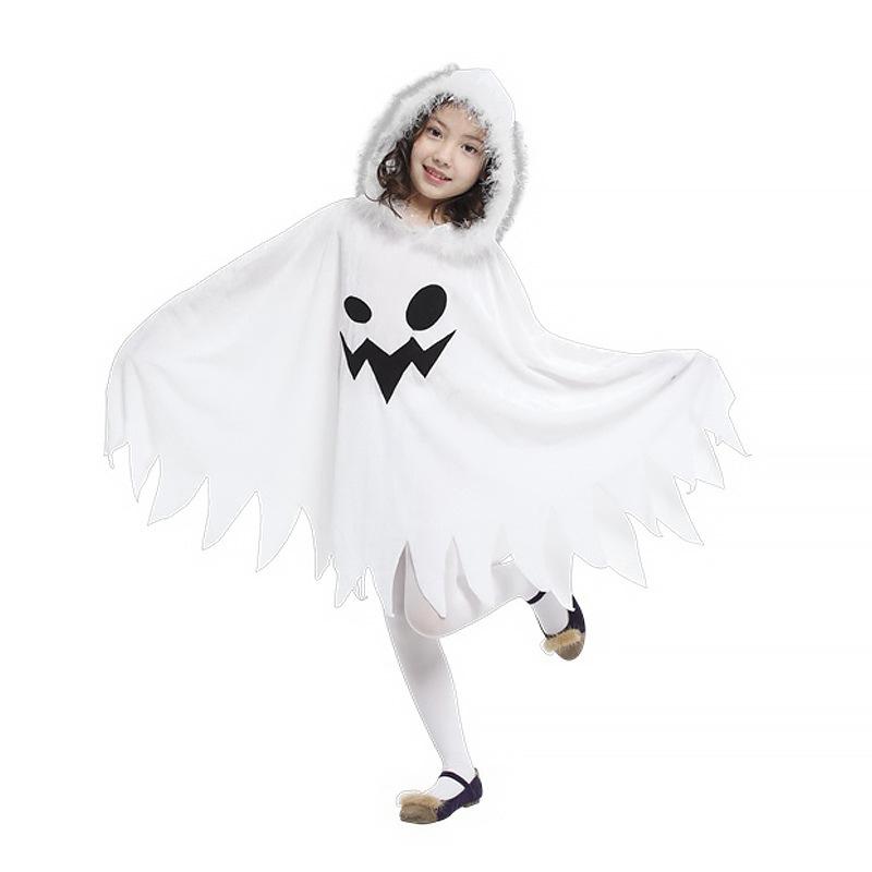 Halloween Children's Elf Cloak Cosplay Costumes White Elf Ghost Hooded Cape Christmas Cape Dress Up As A Halloween Stage Costume