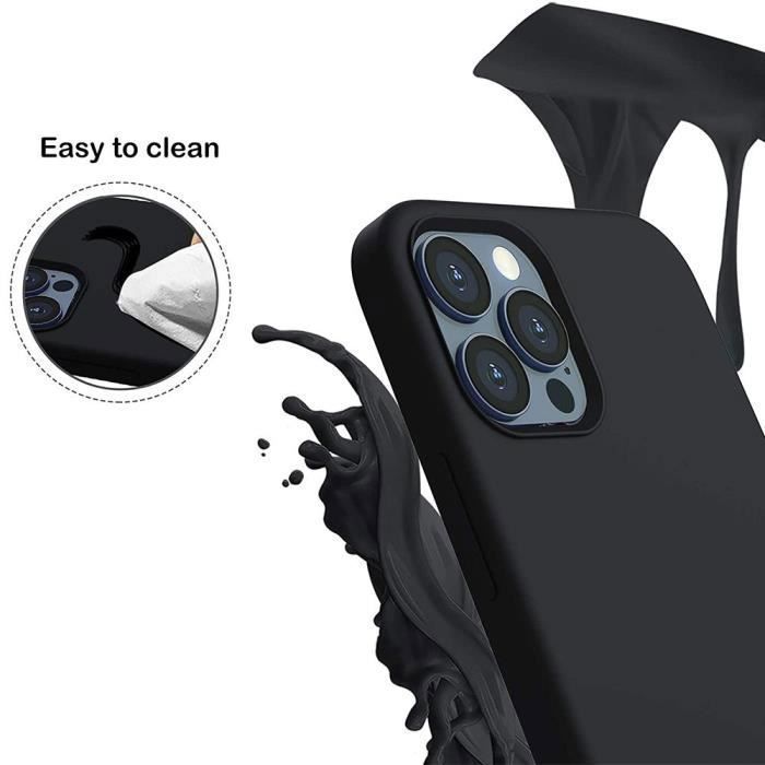 Case For iPhone 13 Pro (6.1") Black Silicone and 2 Tempered Glasses