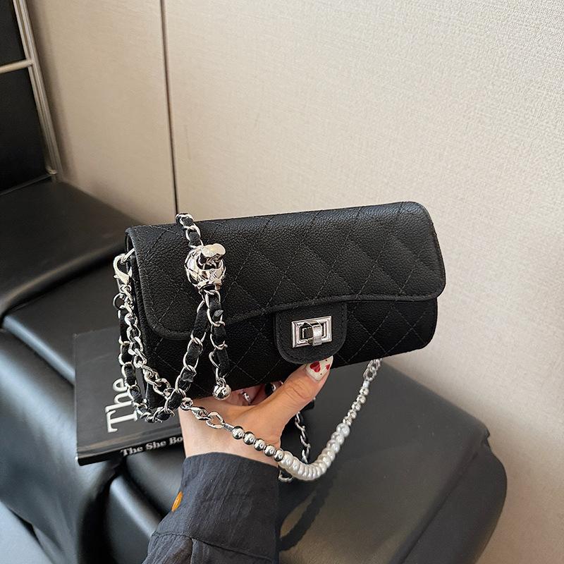 

Летняя новая нишевая модная сумка-цепочка с бриллиантами высокого класса, сумка через плечо, сумка-цепочка с жемчугом, женская чёрный