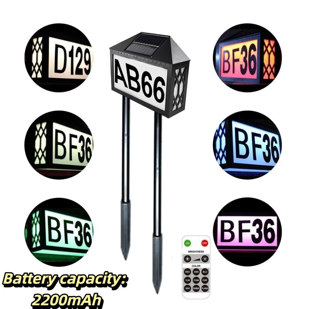 Dual Use Installation Solar LED Address Number Light Wall Mount Stake In-Ground House Marker Lamp Built-In Solar Panel