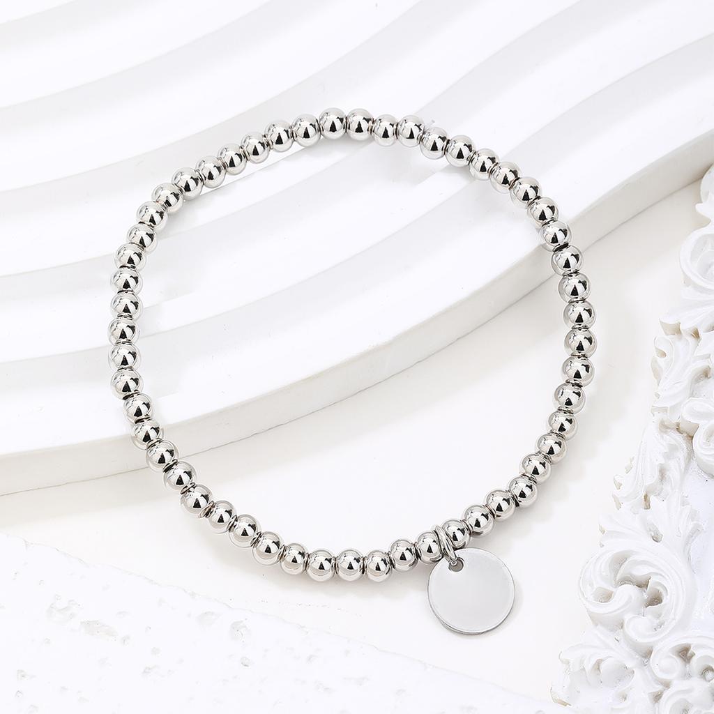 Premium Stainless Steel Stretchable Bead Bracelet Golden Sphere Design Business Casual Jewelry Accessory